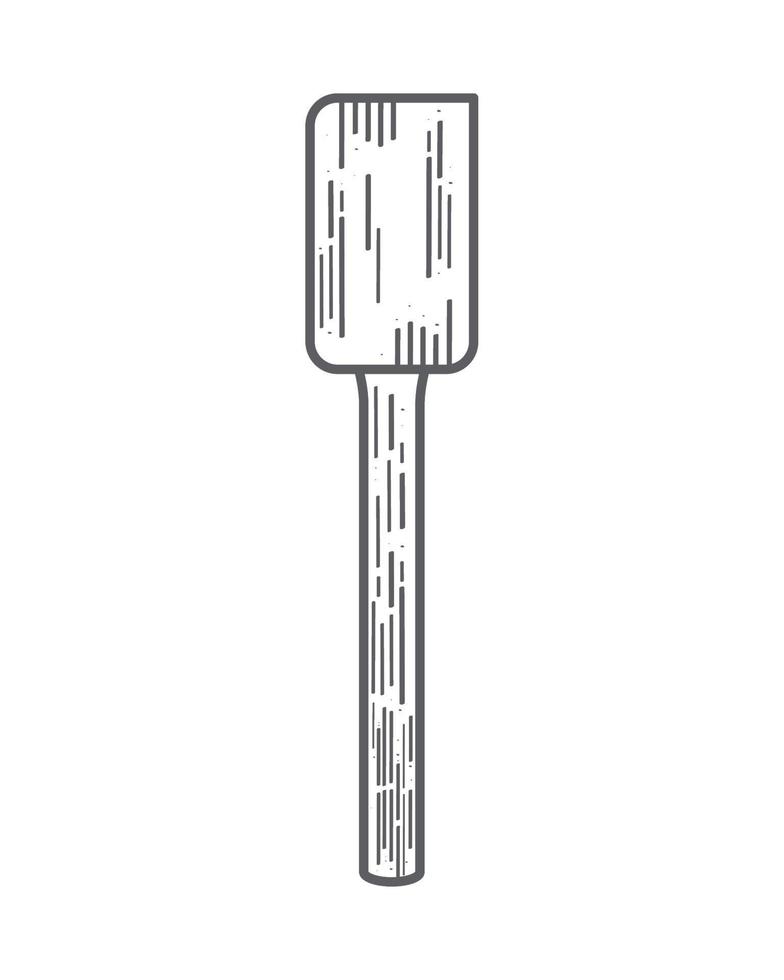 boceto de utensilio de espátula de madera vector