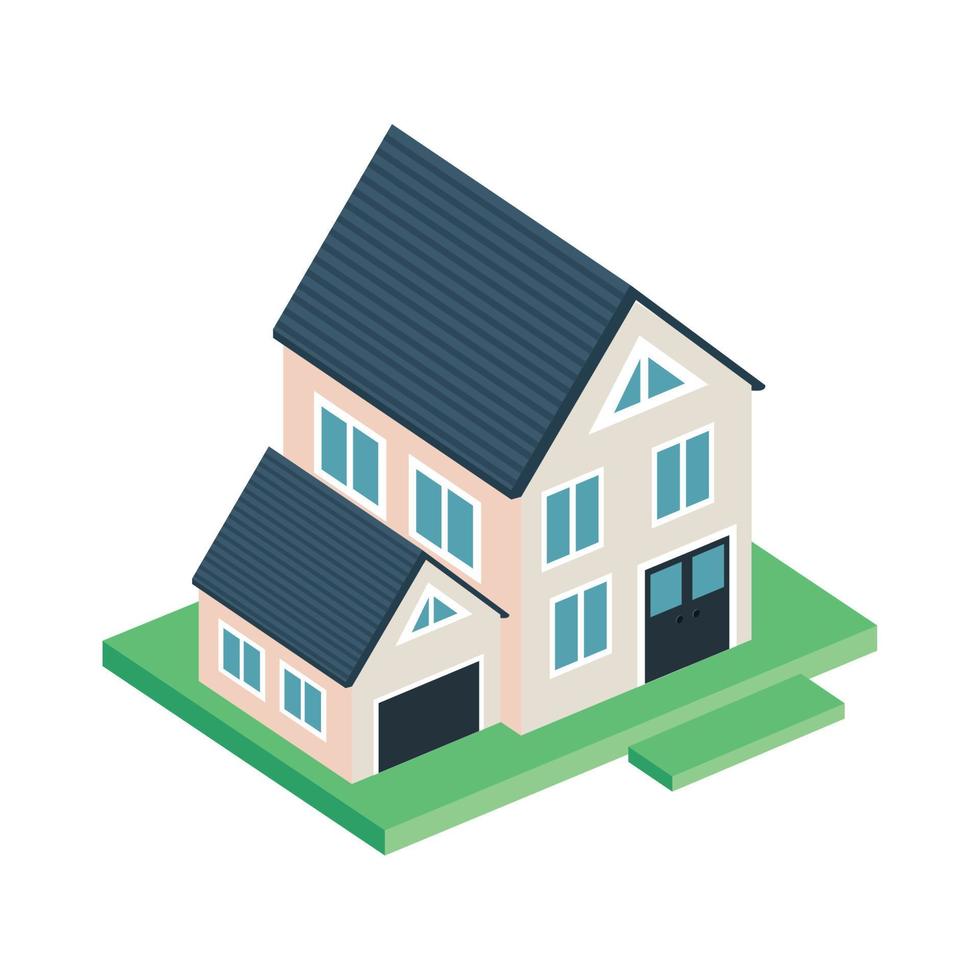 isometric house with blue roof vector
