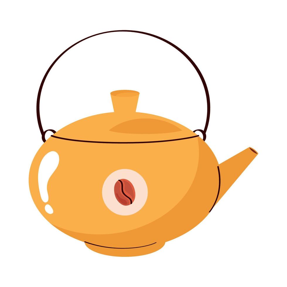 teapot with coffee drink vector