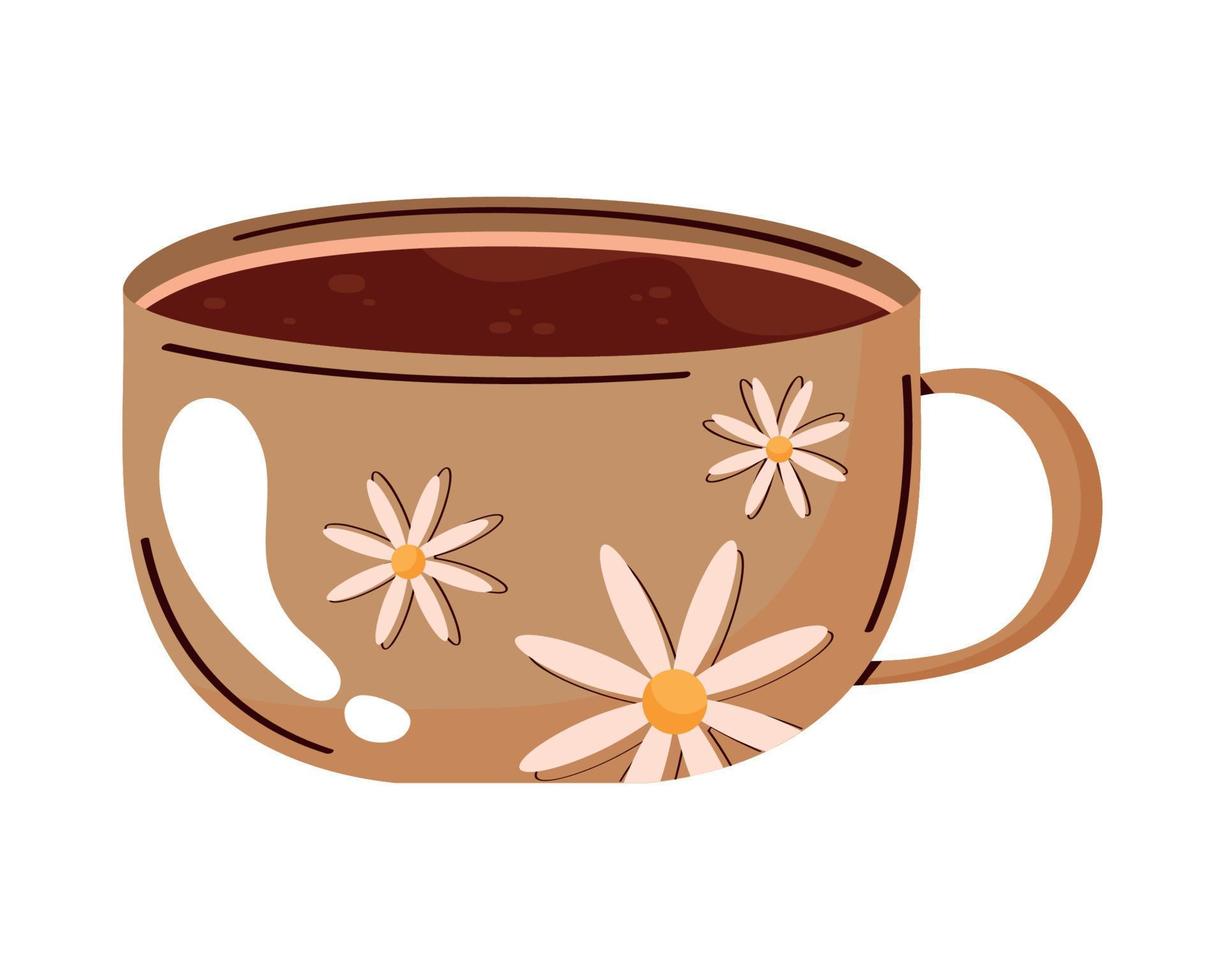 coffee cup with flowers vector