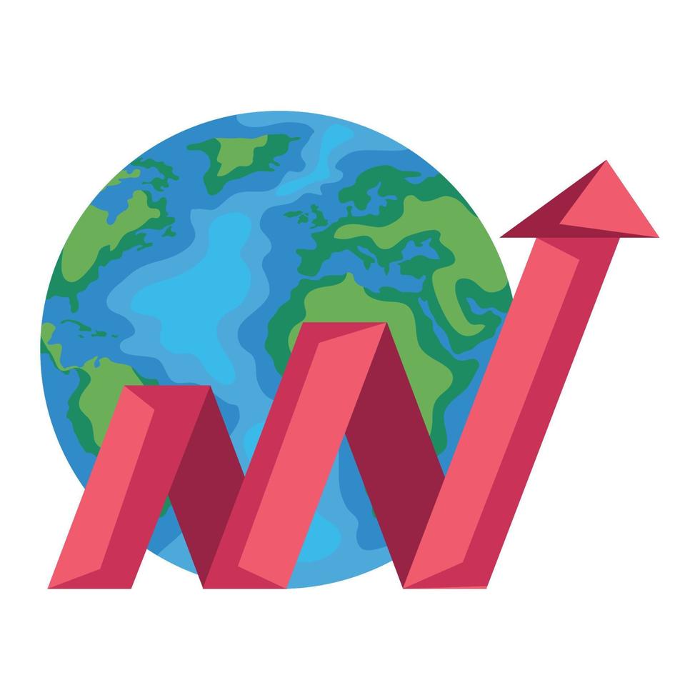 planeta tierra con flecha de aumento vector