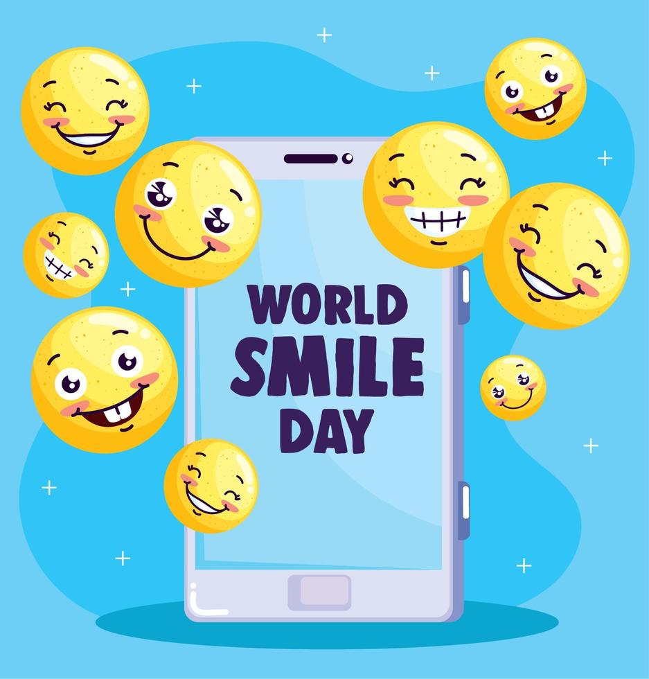 world smile day lettering card vector