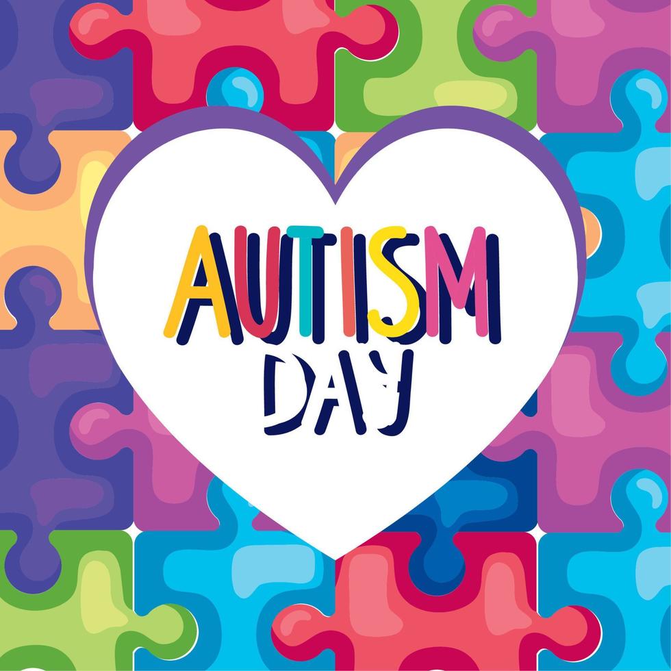 autism day postcard vector