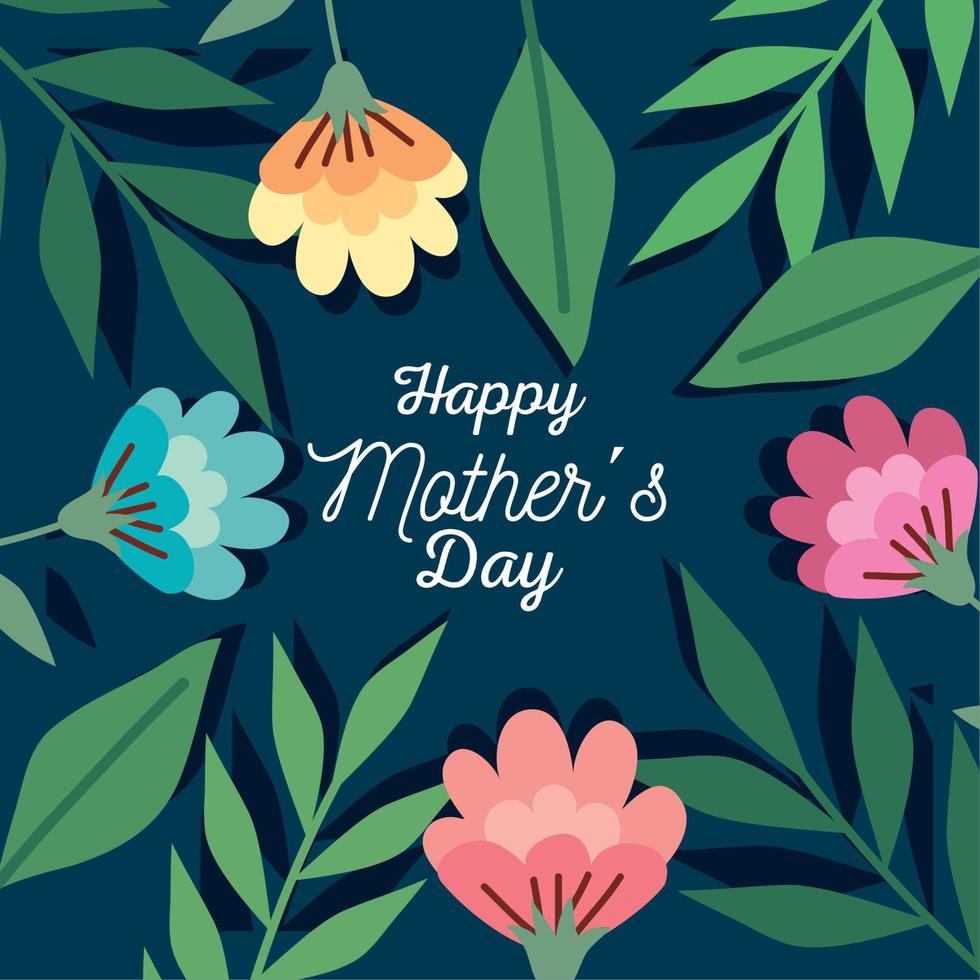 happy mothers day lettering card vector