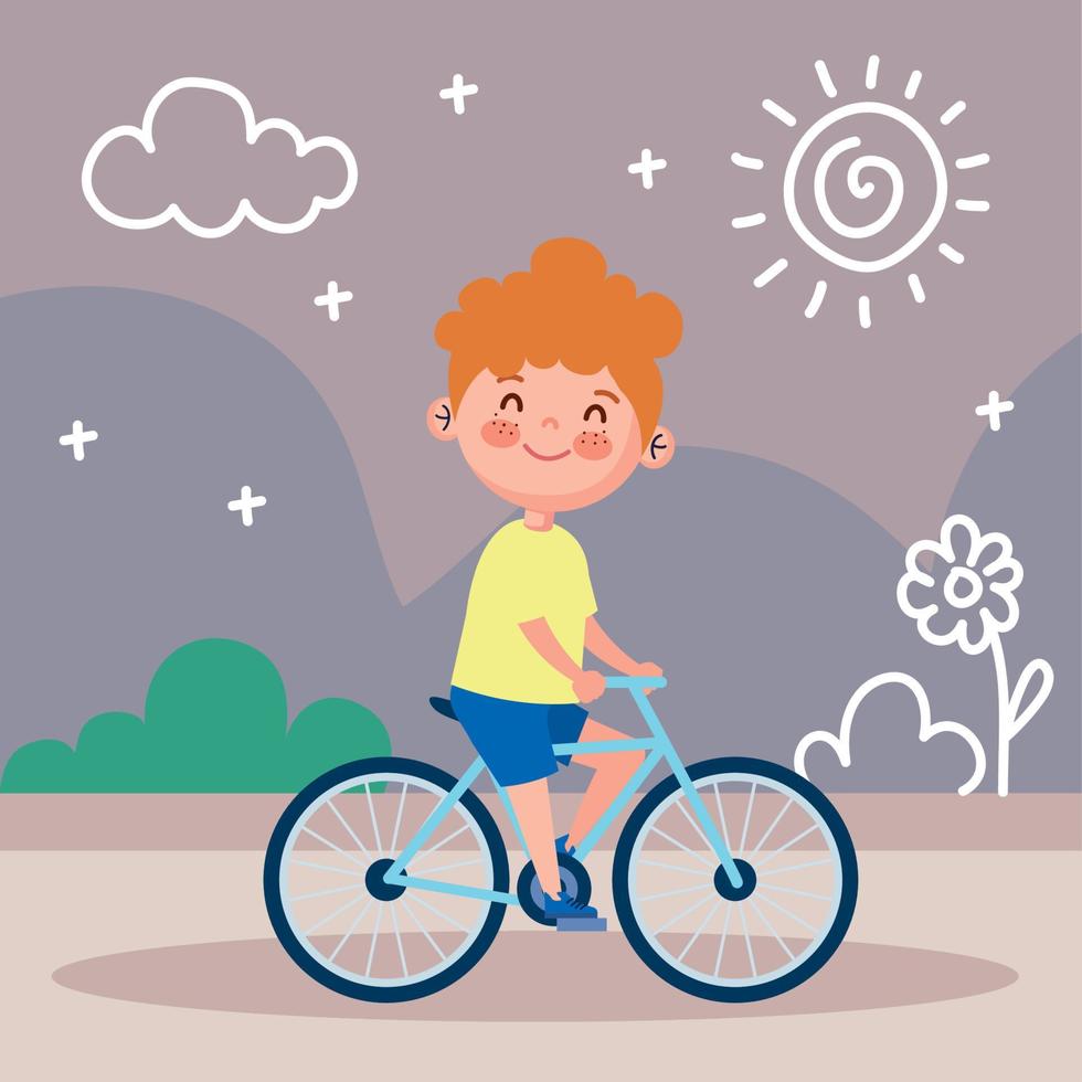 little boy riding bike vector
