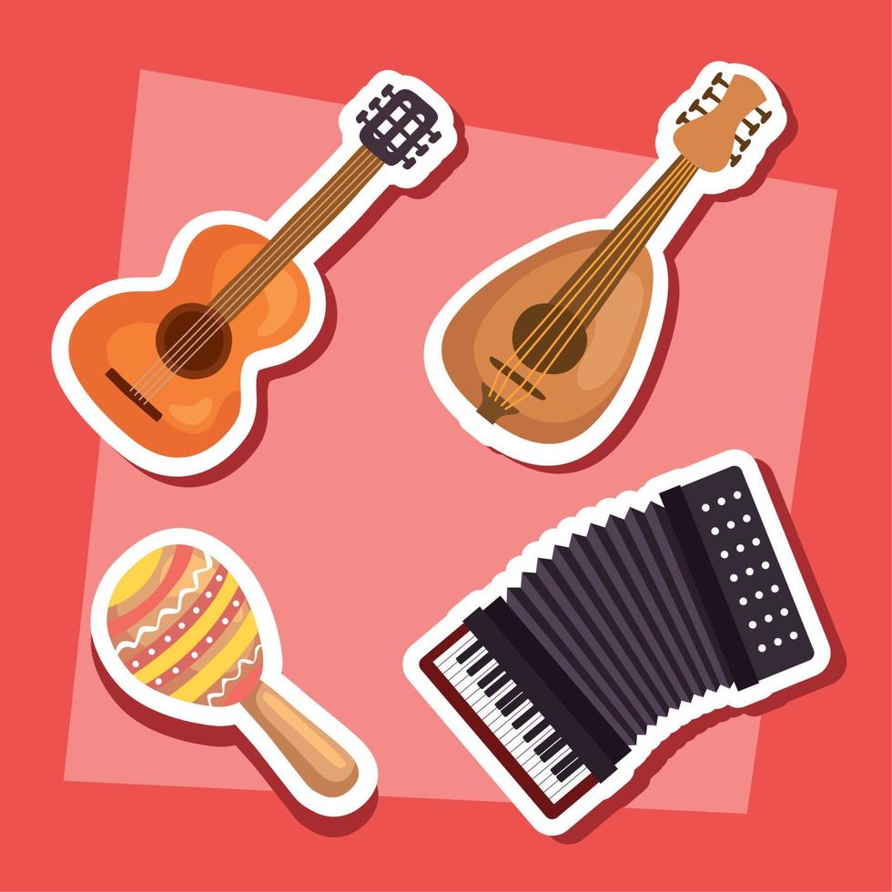 four musical instruments vector