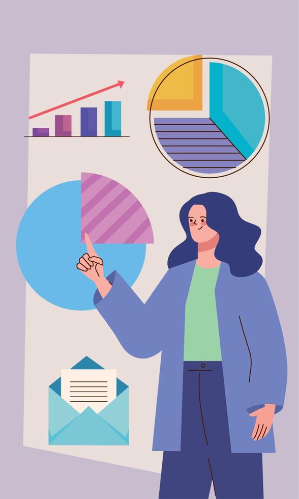 mujer de negocios con infografía vector