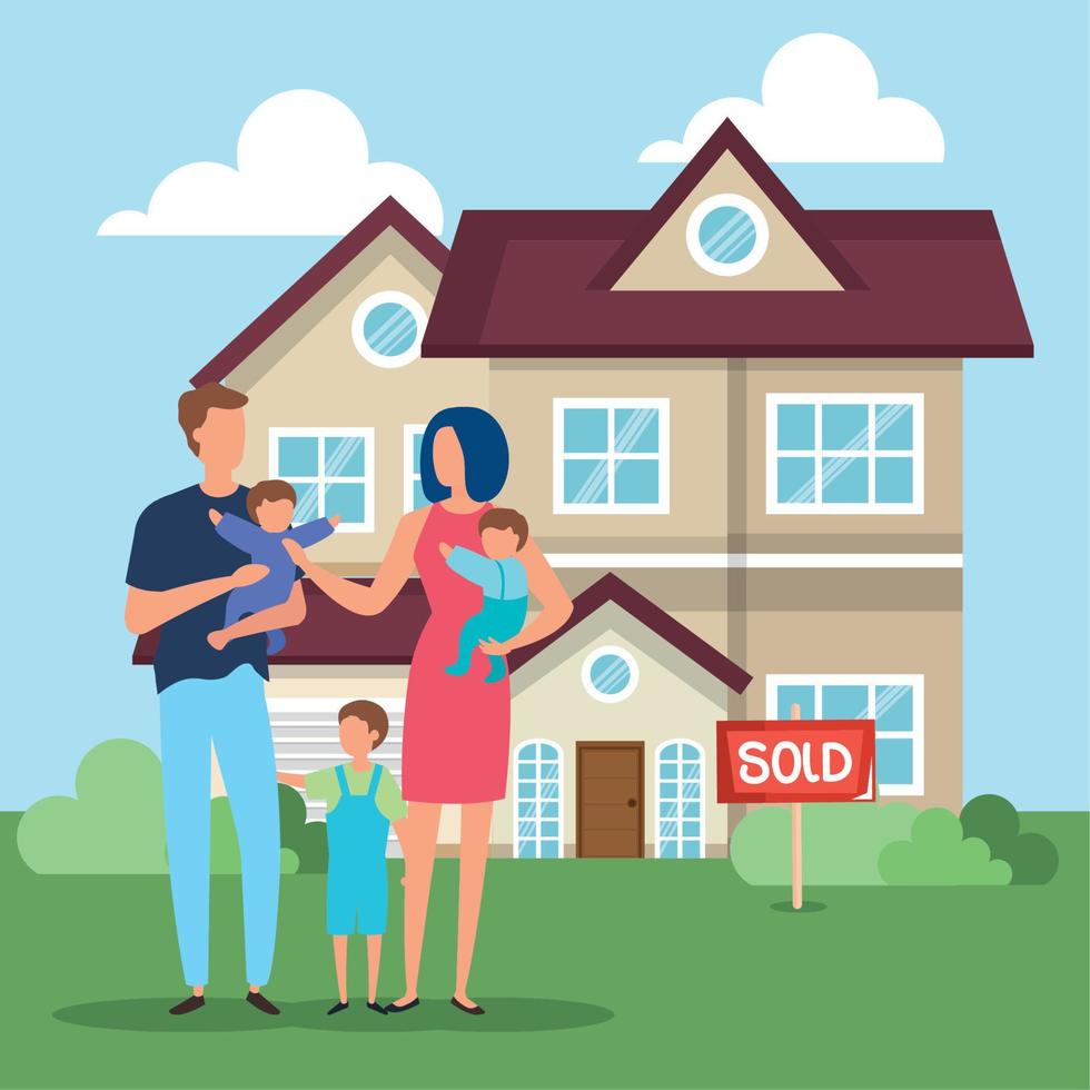 happy family in new house vector