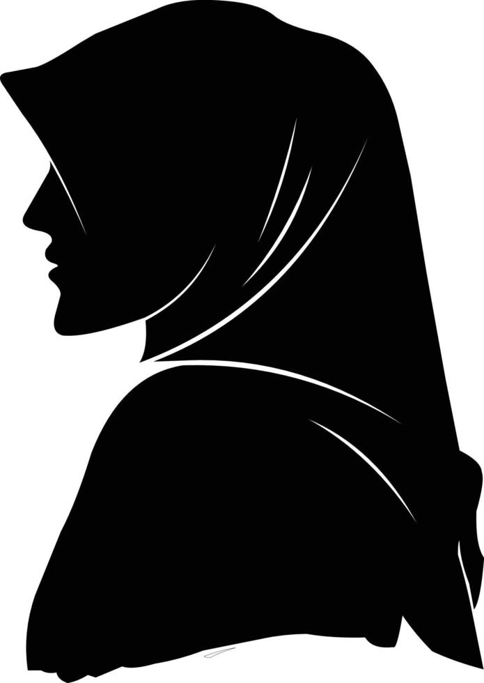 niña hiyab blanco y negro vector