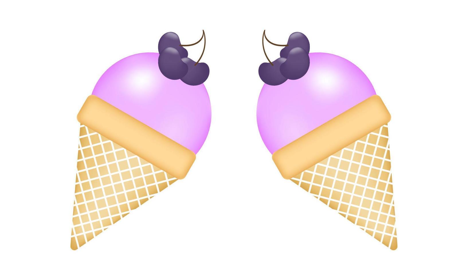 grape ice cream cone illustration vector