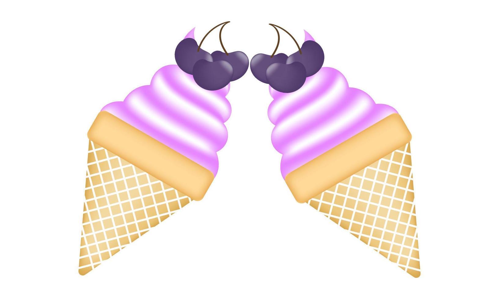 grape ice cream cone illustration vector