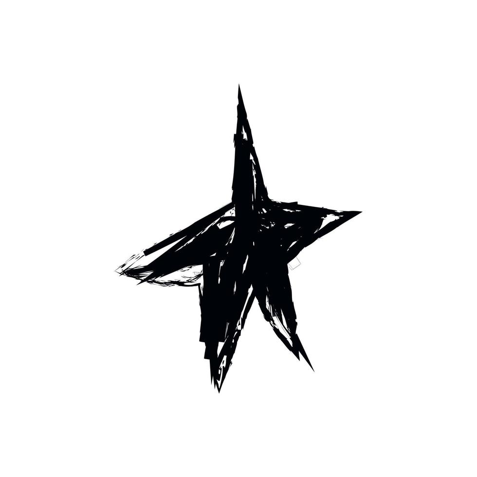 Doodle cosmos illustration in childish style. Hand drawn abstract space star. Black and white. vector