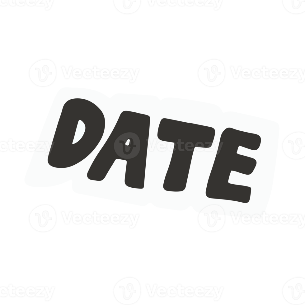 date in trendy illustration for stickers design element png