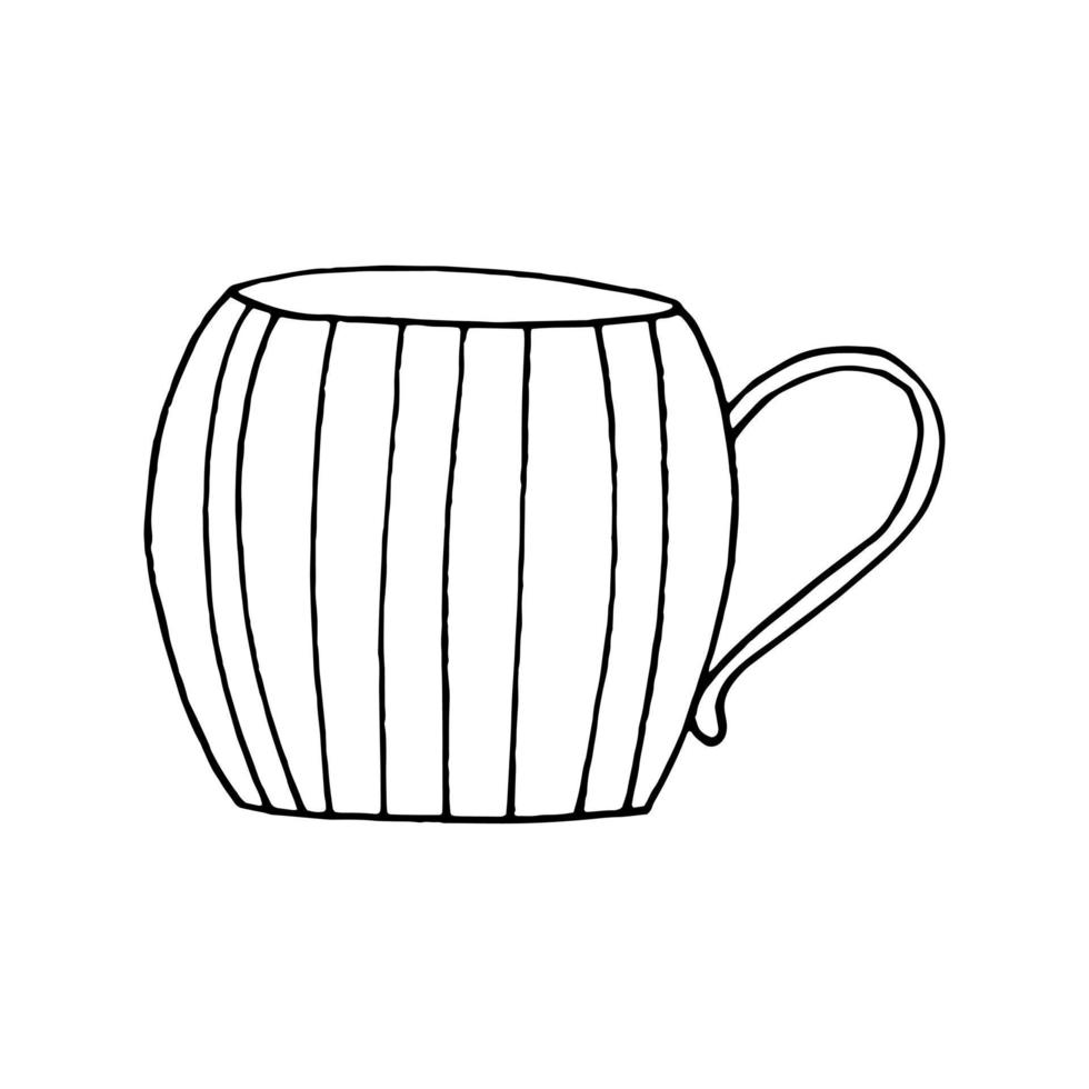 cup with stripes hand drawn in doodle style vector