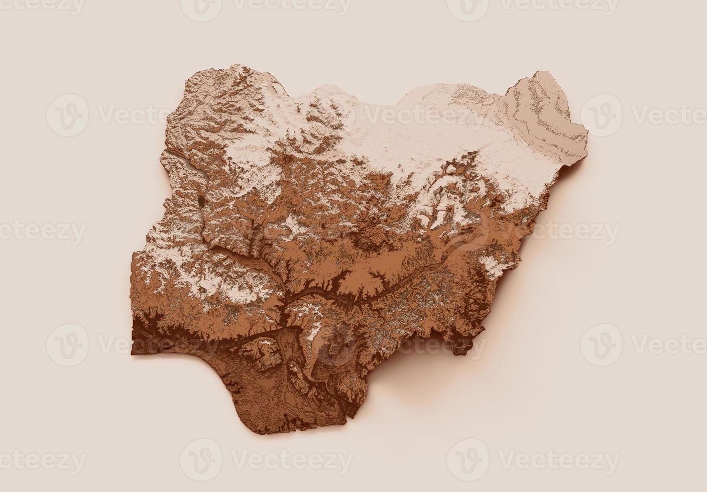 Map of Nigeria in old style, brown graphics in a retro style Vintage Style. High detailed 3d illustration photo