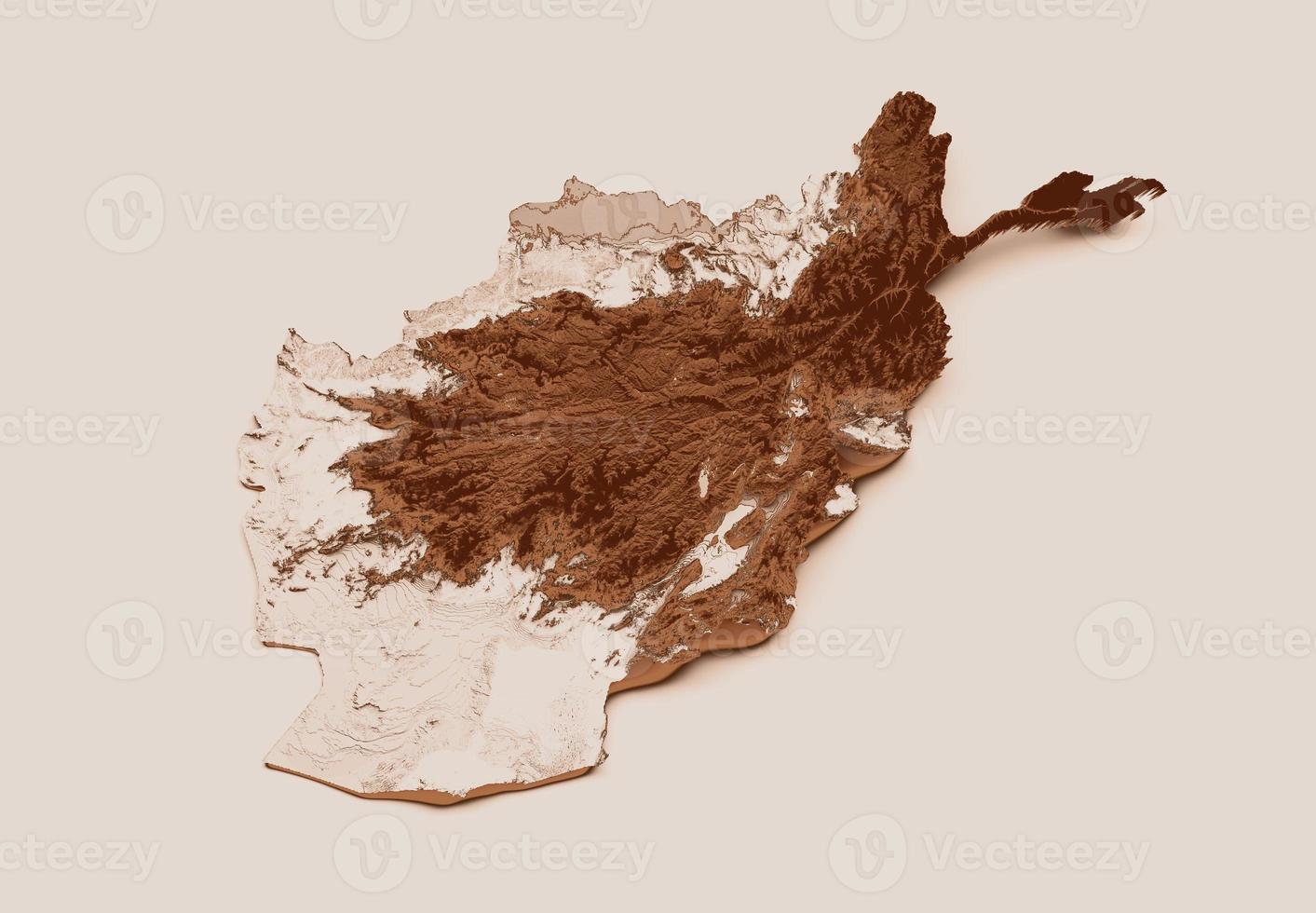 Map of Afghanistan in old style, brown graphics in a retro style Vintage Style. High detailed 3d illustration photo