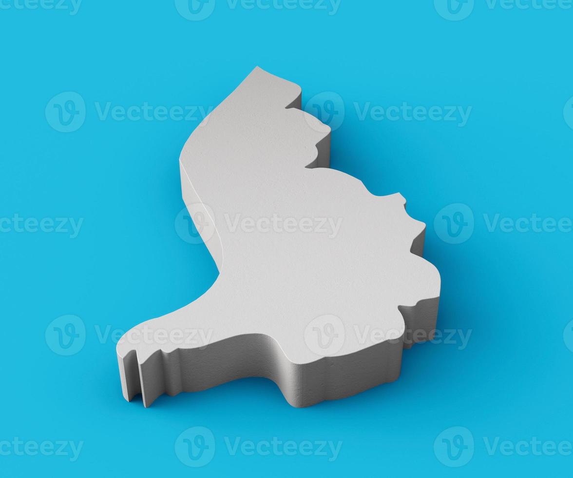 Liechtenstein 3D map Geography Cartography and topology Sea Blue surface 3D illustration photo