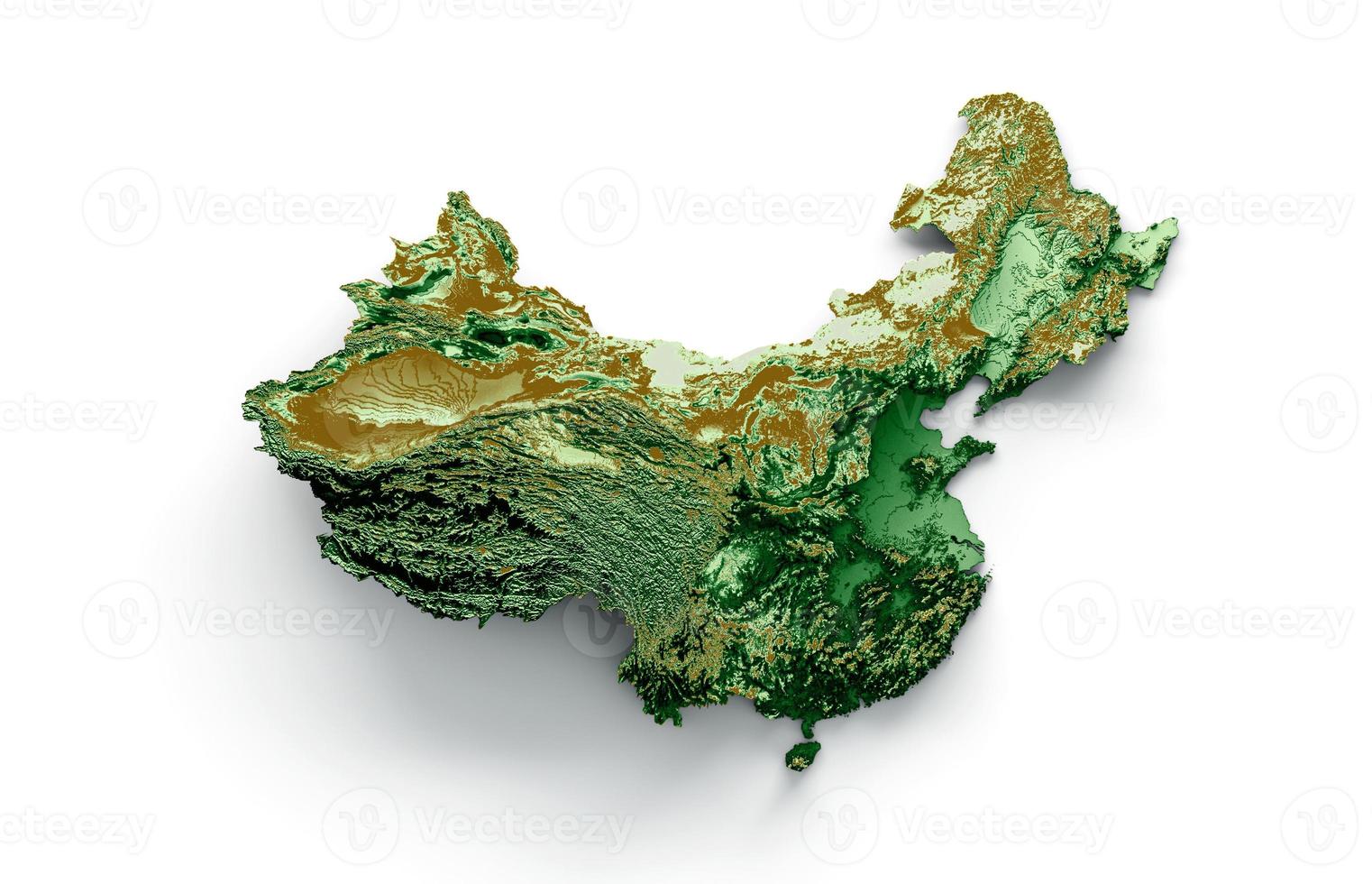 China Topographic Map 3d realistic map Color 3d illustration photo