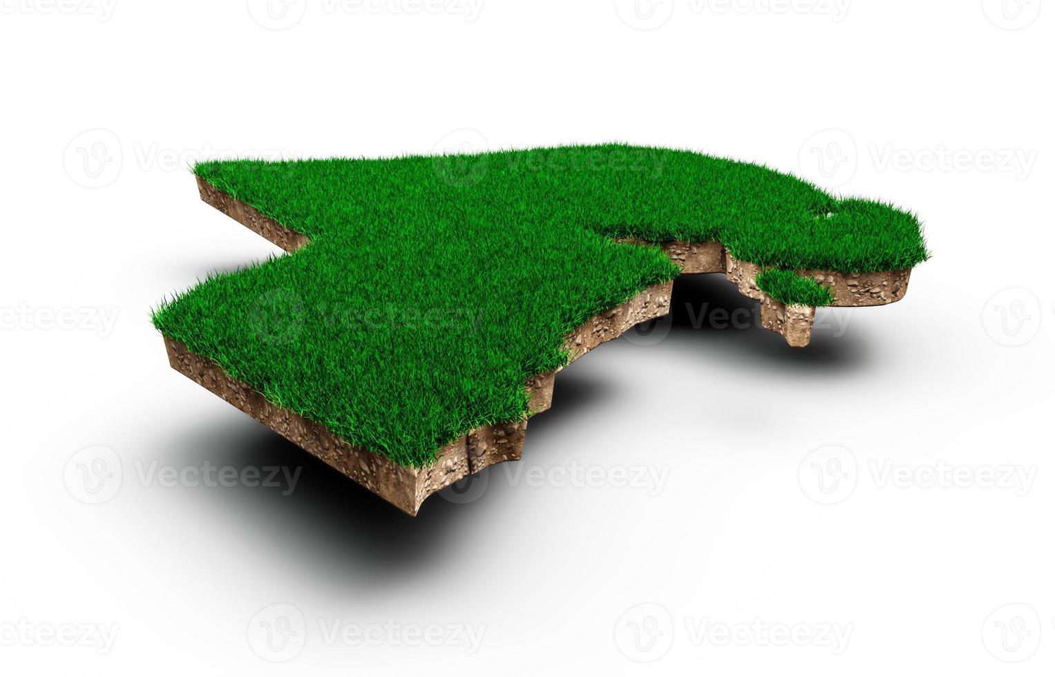 Kuwait map soil land geology cross section with green grass 3d illustration photo