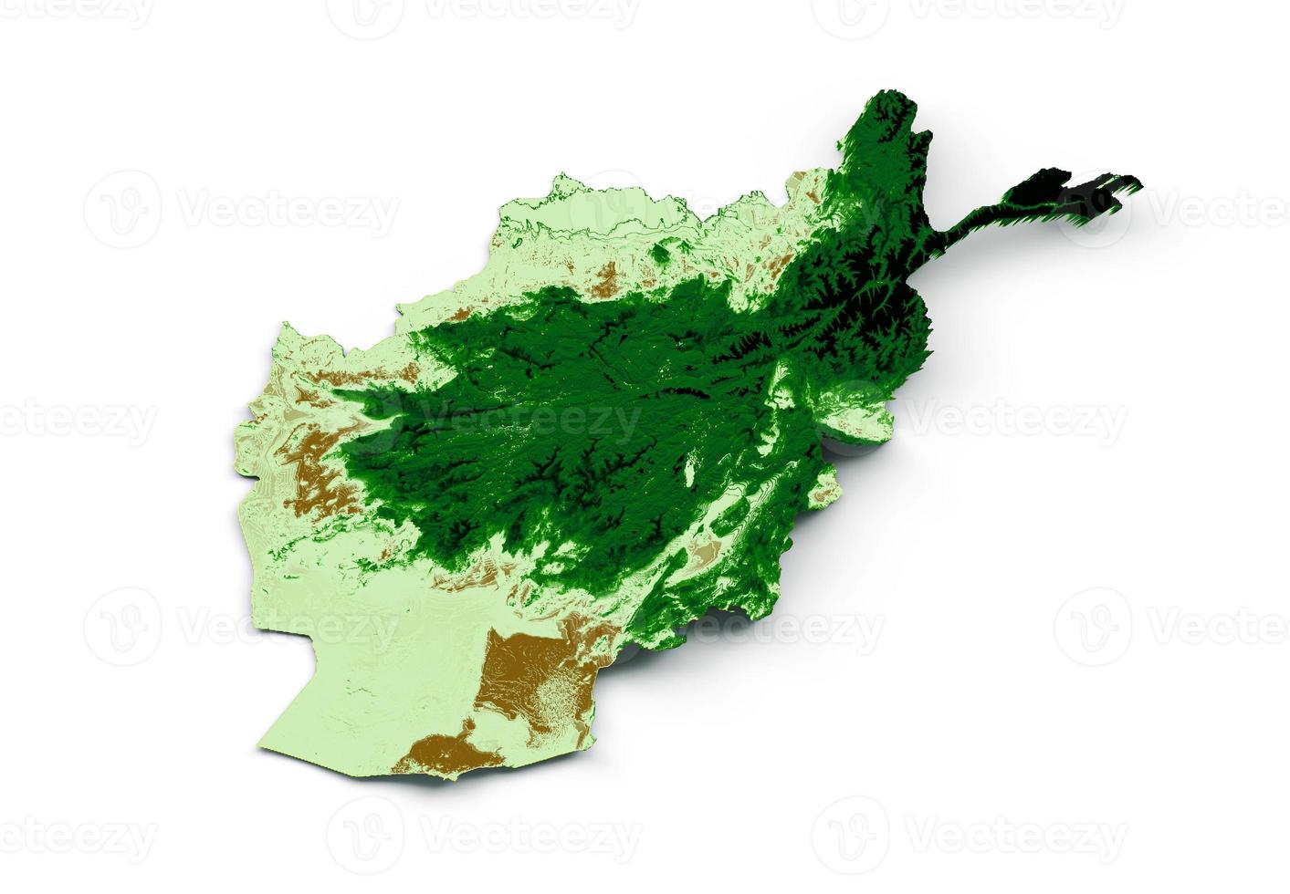 Afghanistan Topographic Map 3d realistic map Color 3d illustration 