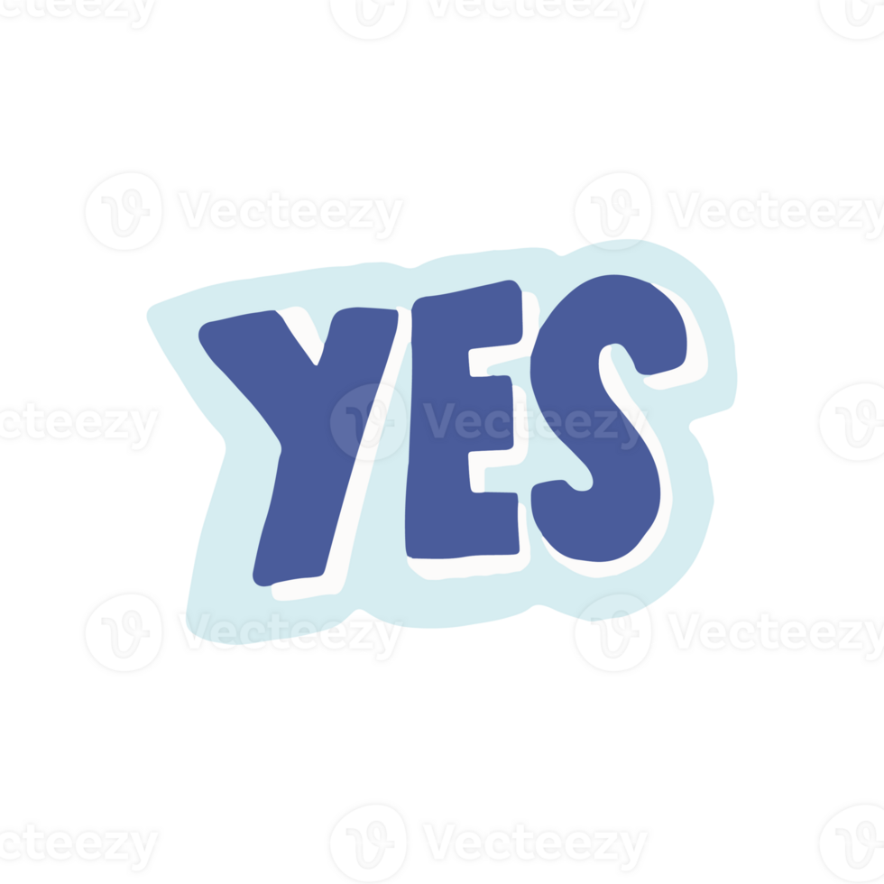 yes in trendy illustration for stickers design element png