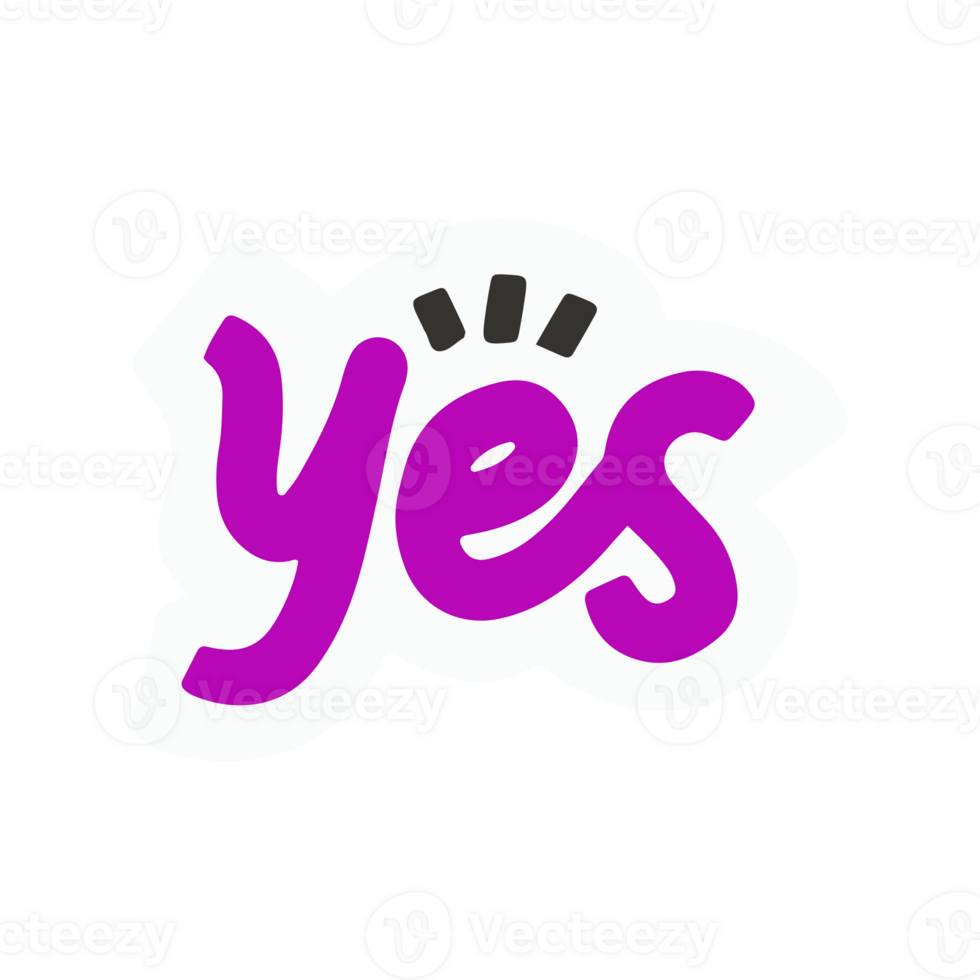 yes in trendy illustration for stickers design element png