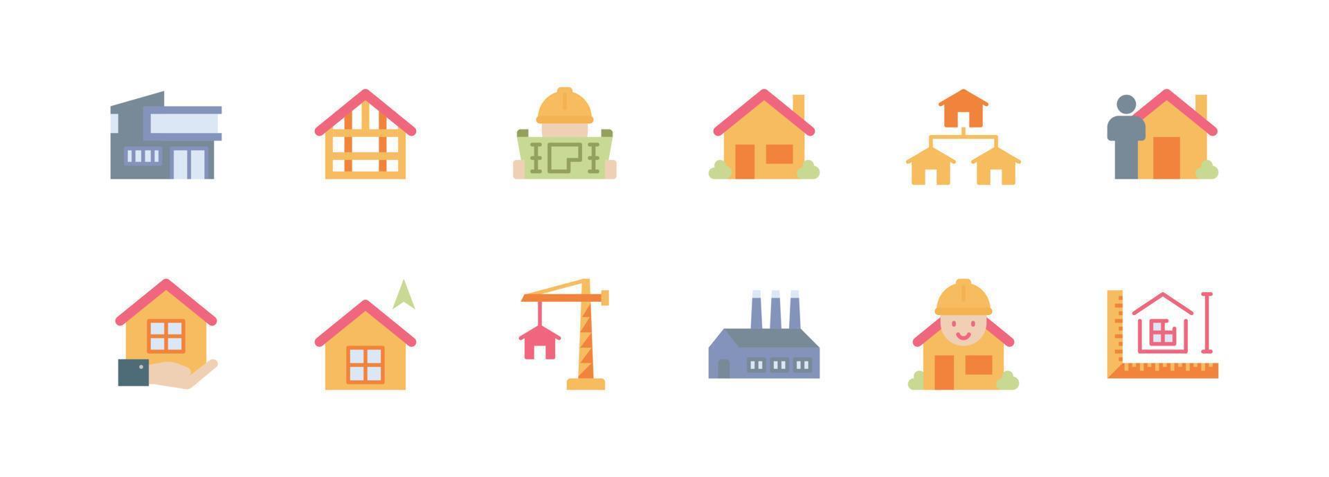 Model House Line Icons Vector Illustration , Building , Home , Residential House