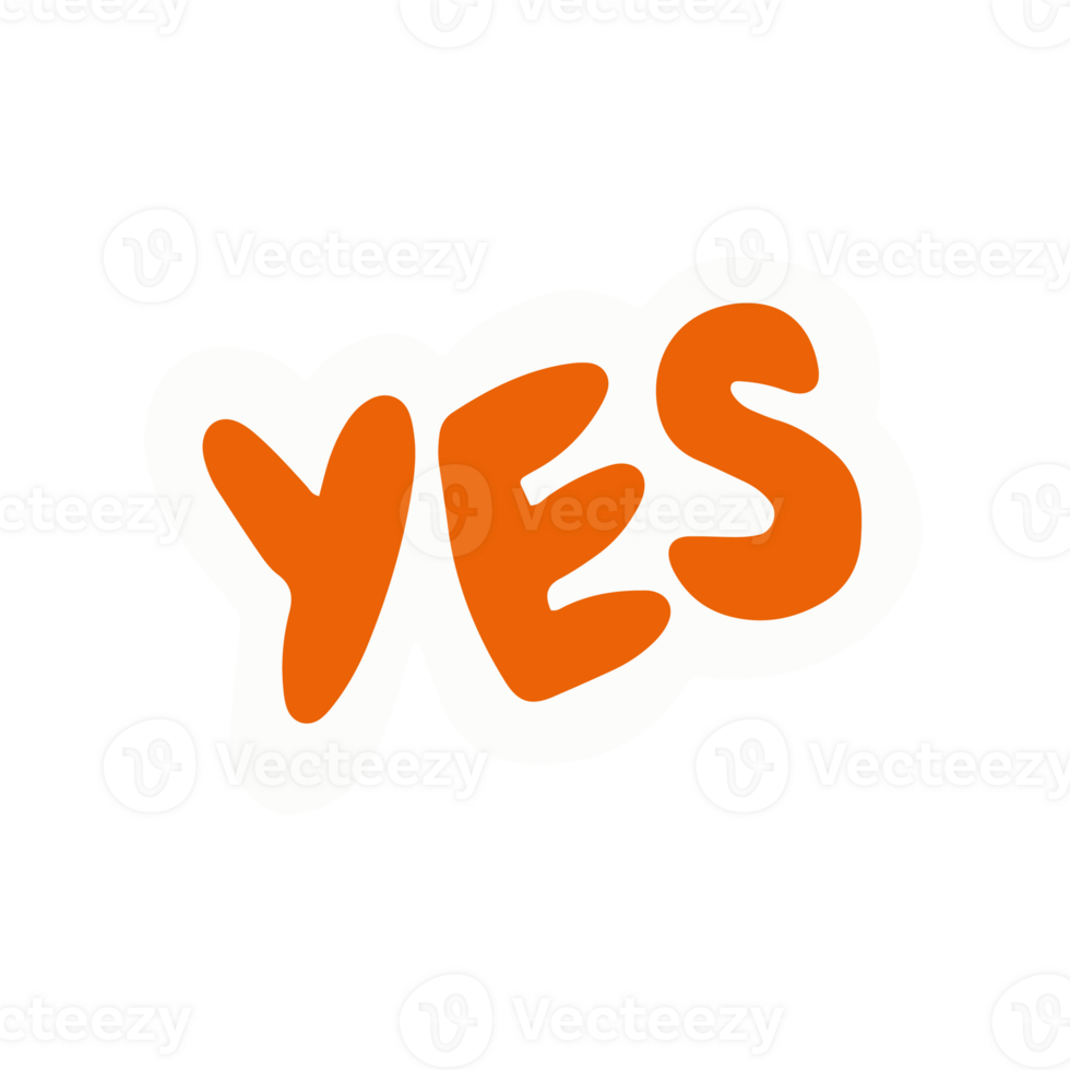 yes in trendy illustration for stickers design element png