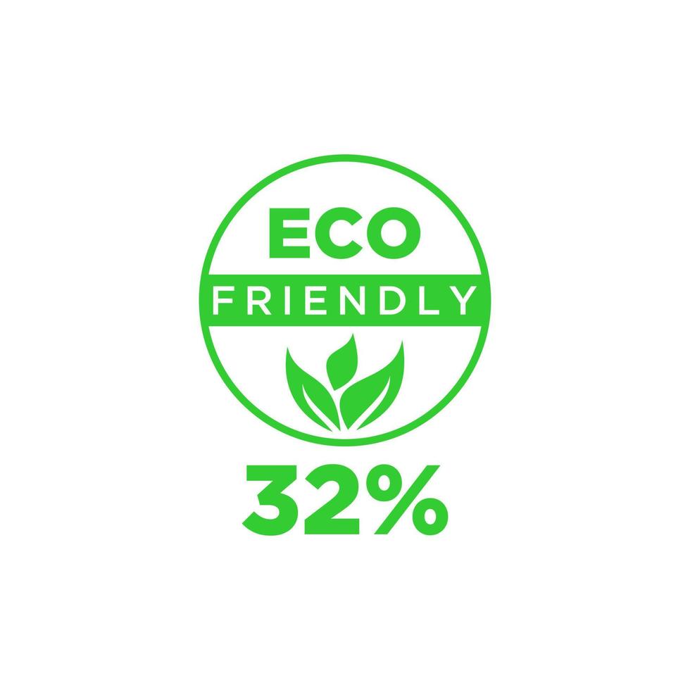 Eco friendly green leaf label sticker. vector