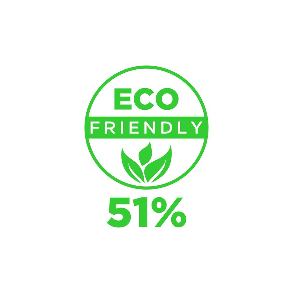 Eco friendly green leaf label sticker. vector