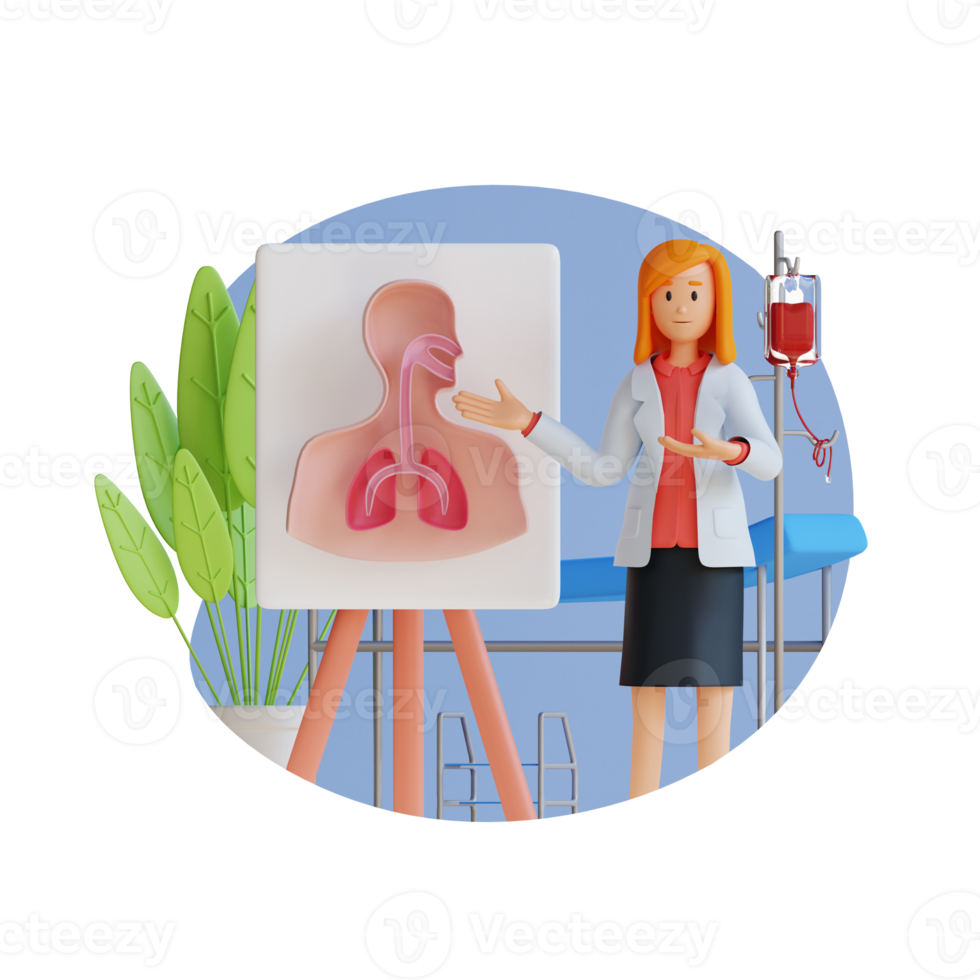 lung doctor doing presentation 3D character illustration png