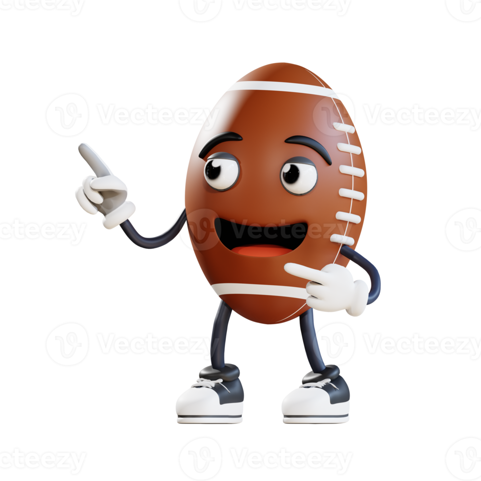 Amerikaans Amerikaans voetbal mascotte 3d karakter illustratie richten top links png