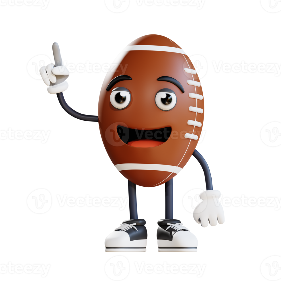 american football mascot pointing up 3d character illustration png
