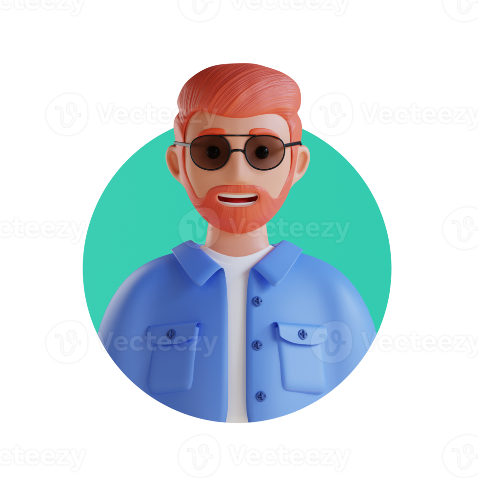 cool man 3D cartoon avatar portrait png