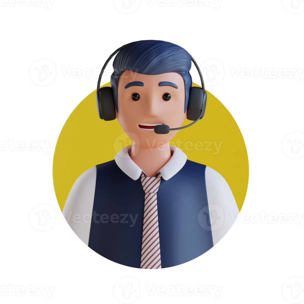 maschio cliente servizio 3d cartone animato avatar ritratto png
