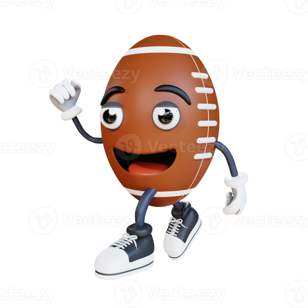 rennen Amerikaans Amerikaans voetbal mascotte 3d karakter illustratie png