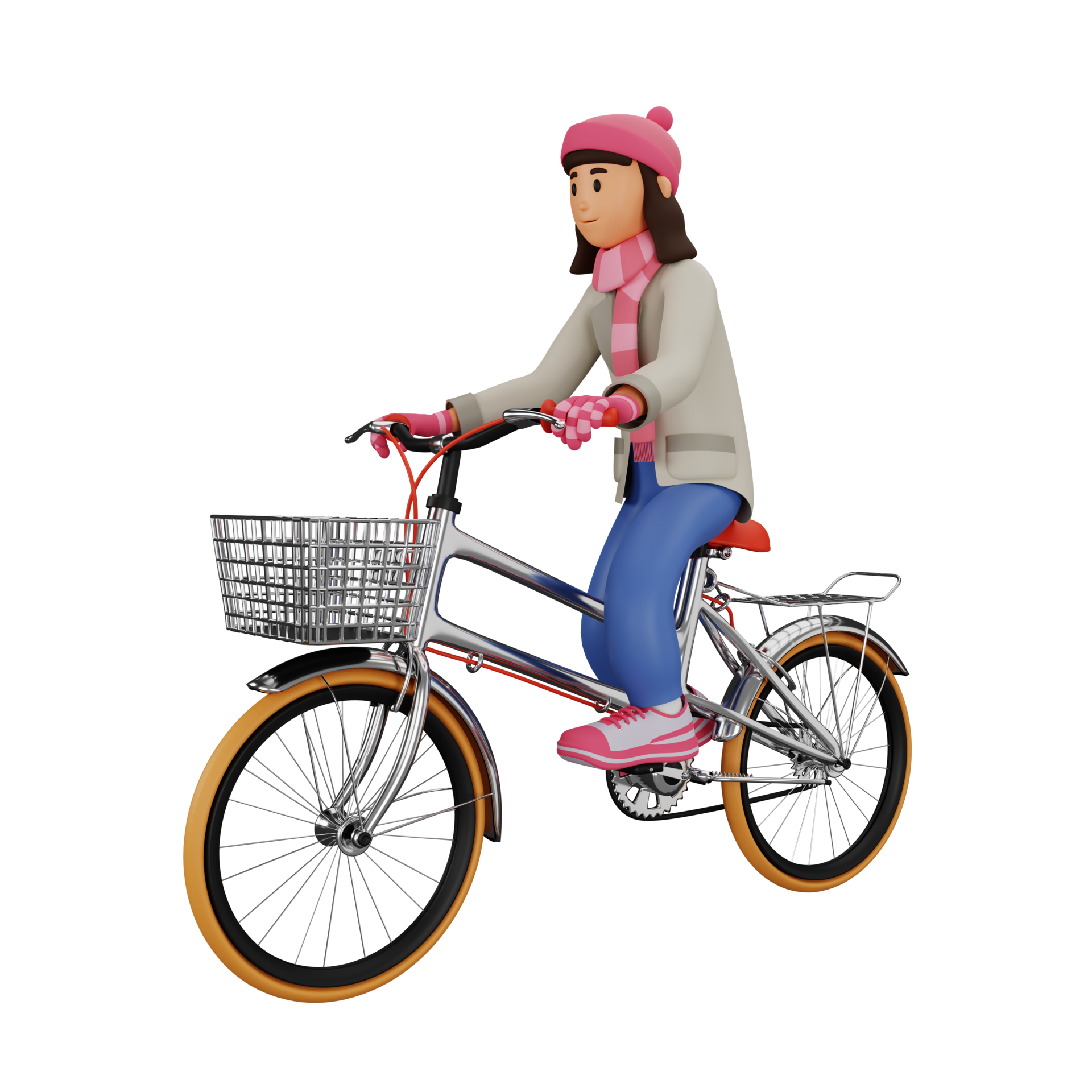 Free Young woman riding bicycle 3d cartoon character illustration 11381987  PNG with Transparent Background