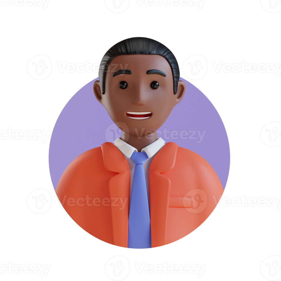 young businessman 3D cartoon avatar portrait png