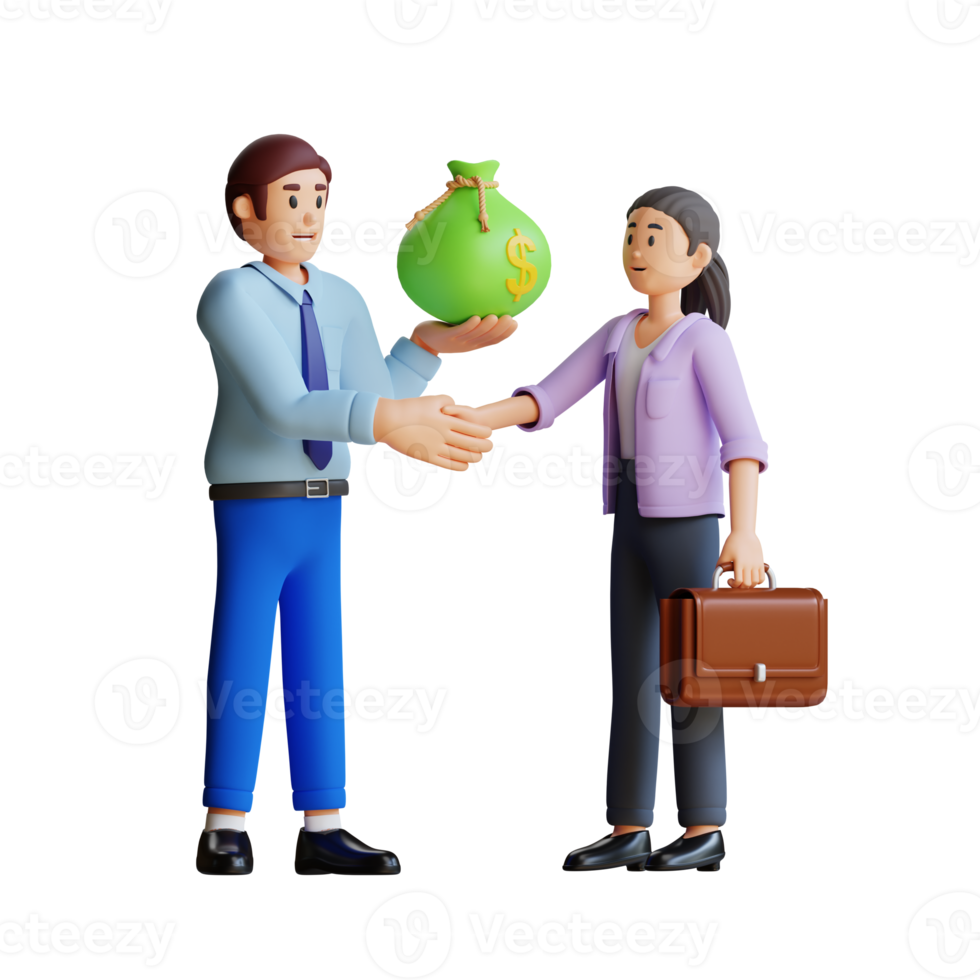 businessman and woman have a working relationship 3d character illustration png