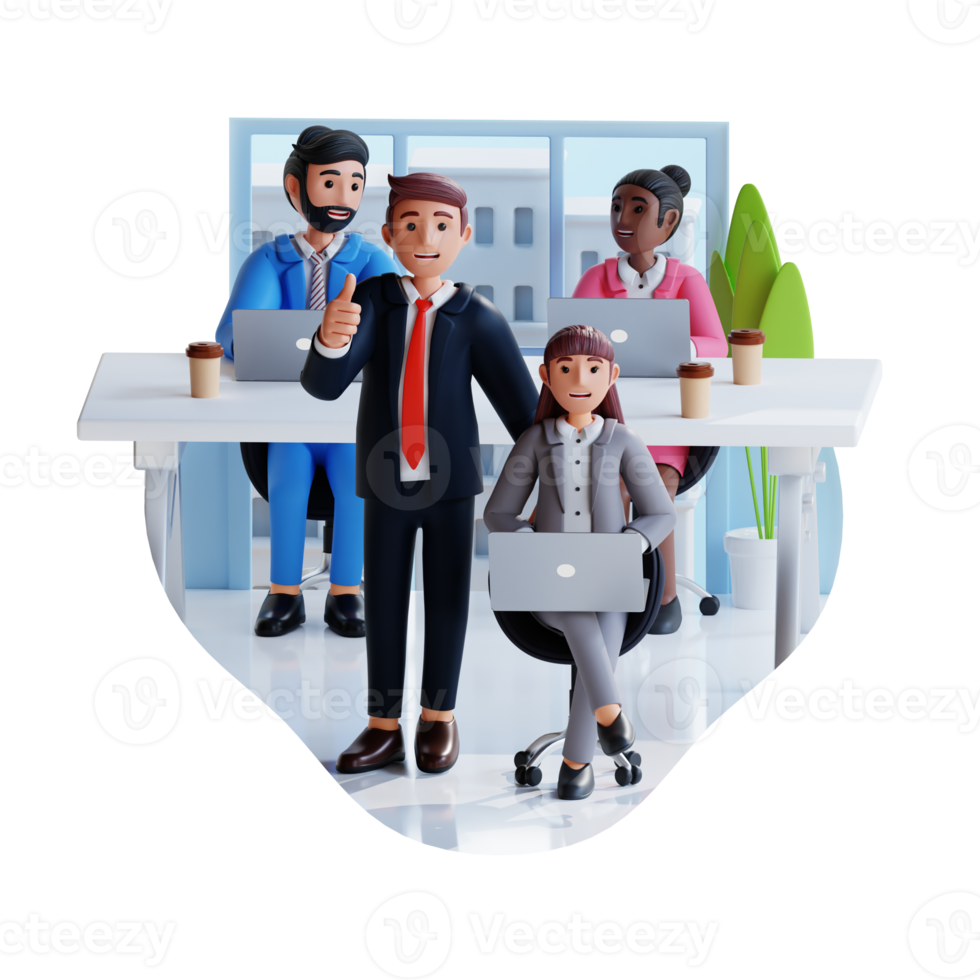 business people gather in the meeting room 3d character illustration png