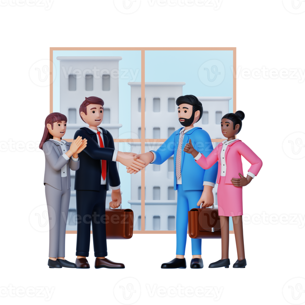 business people doing business cooperation 3d character illustration png