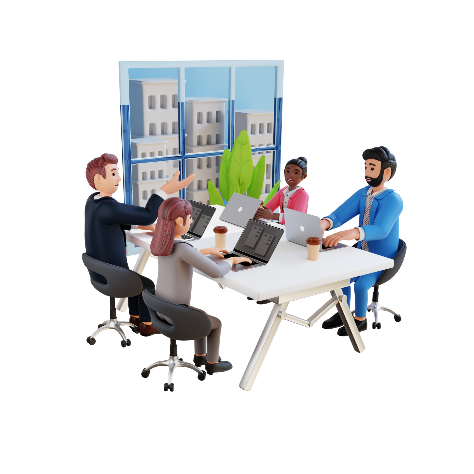 groep van bedrijf mensen hebben discussie in conferentie kamer 3d