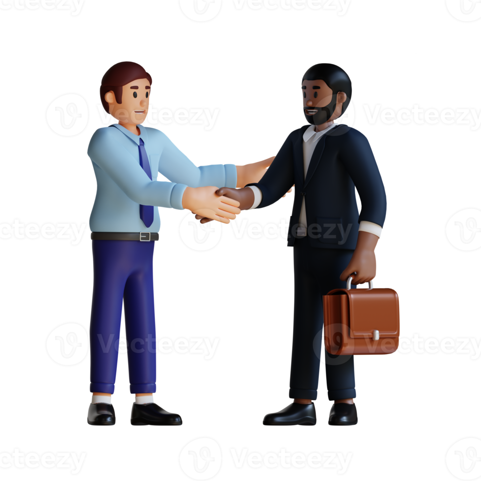 businessman shaking hands 3d character illustration png
