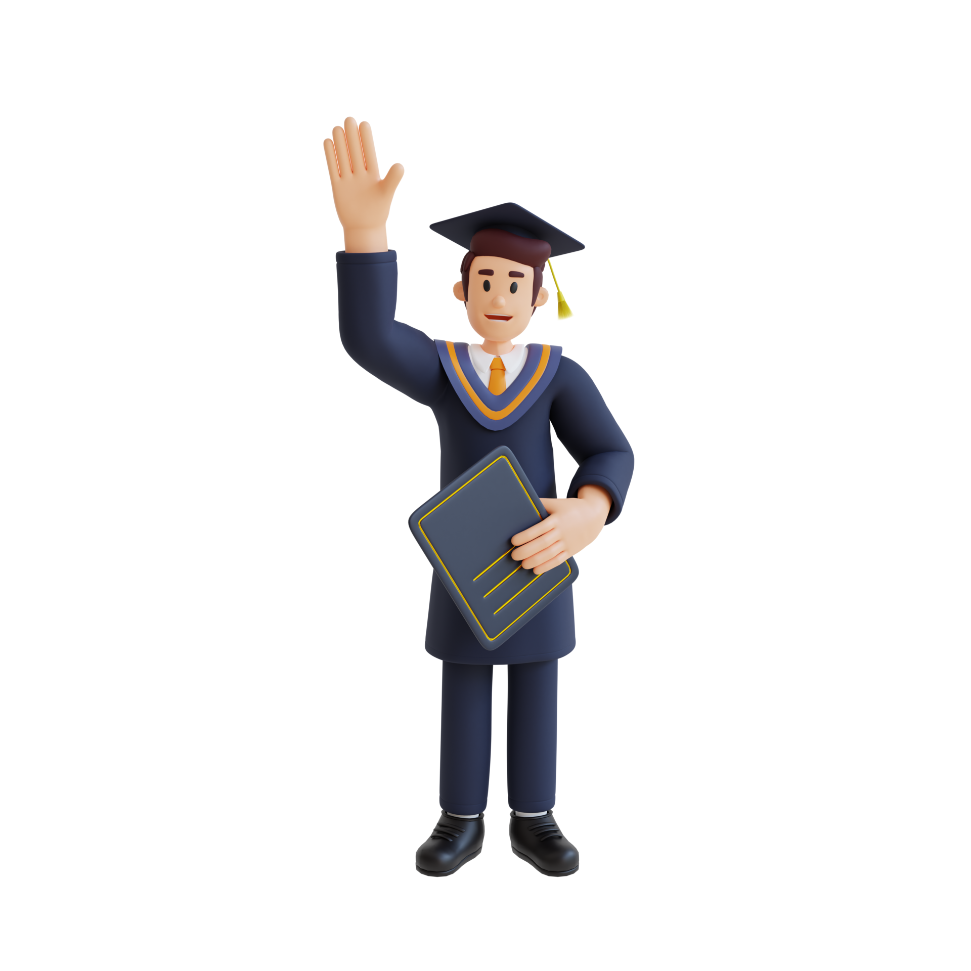 Free youth graduation waving hand 3d character illustration 11382146 PNG with Transparent Background Free youth graduation waving hand 3d character illustration 11382146 PNG with Transparent Background