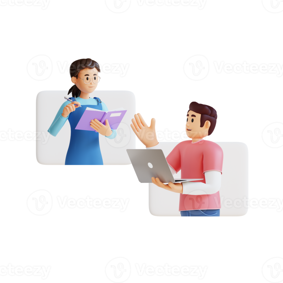 teenage boy and girl having a discussion 3d character illustration