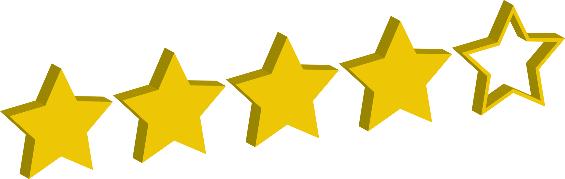 Calificación de revisión de oro amarillo 3d de 4 estrellas png