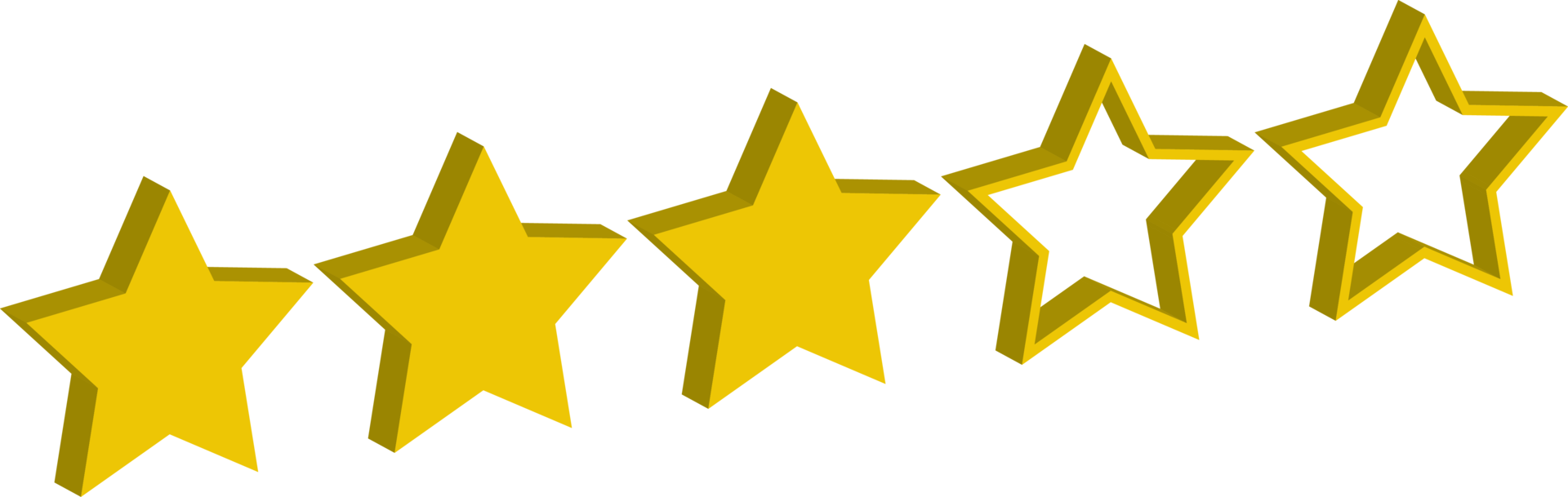 Calificación de revisión de oro amarillo 3d de 3 estrellas png