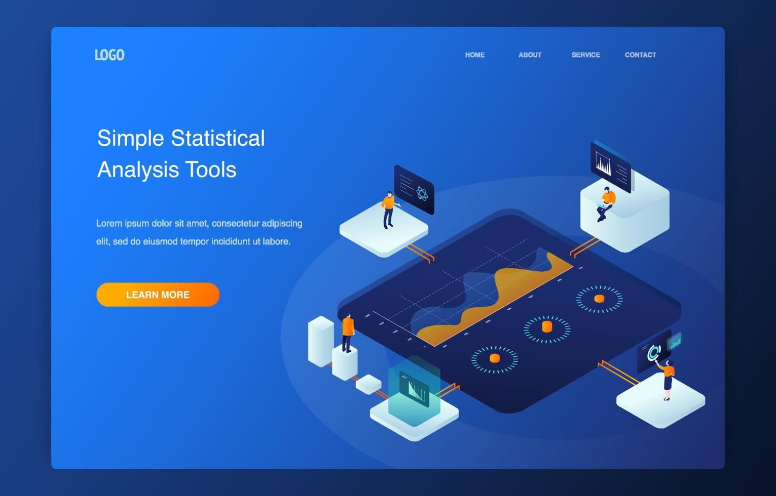 People Analyze Statistics With Graph Data Visualization vector
