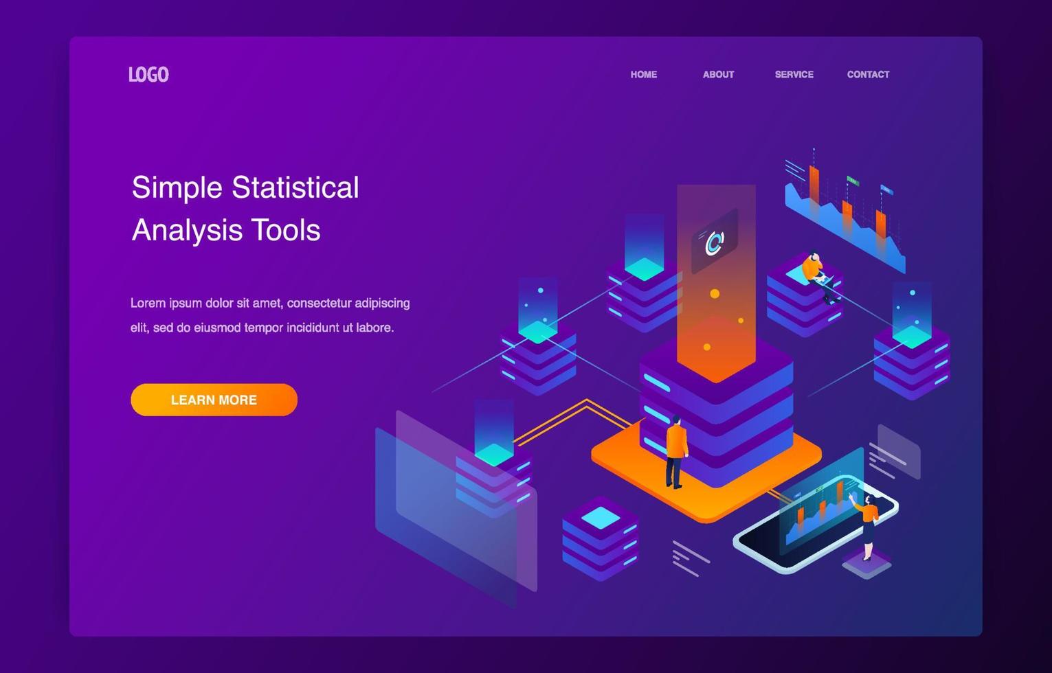 People Analyze Statistics With Graph Data Visualization vector