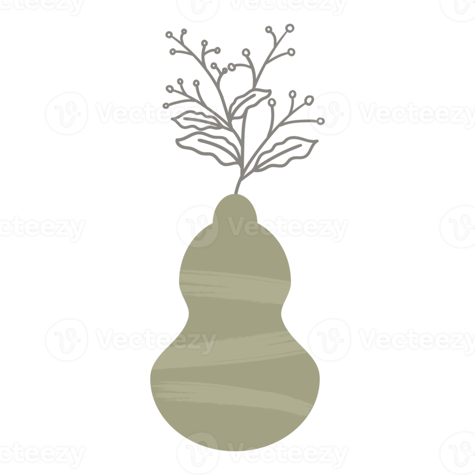 Ästhetische Blumen-, Zweig- und Blattvase png